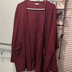 Maurices Deep Red Ribbed Cardigan